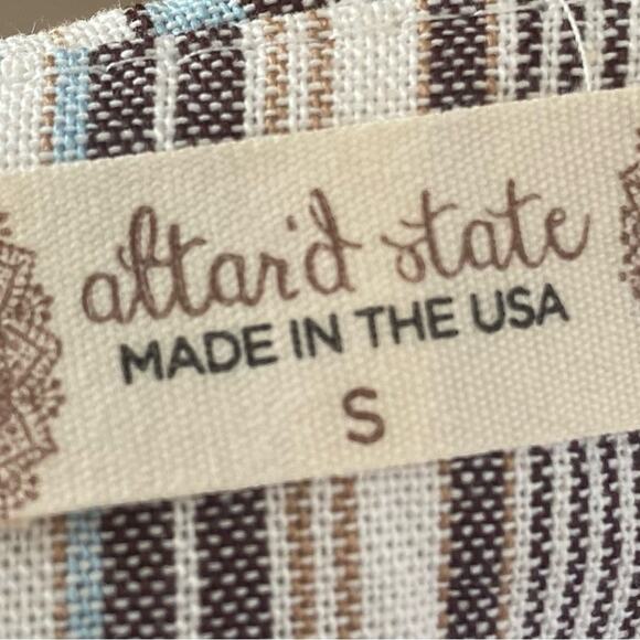 Altar’d State | Women's Blue Tan White Striped Short Mini Pencil Skirt | Small - Picture 3 of 3